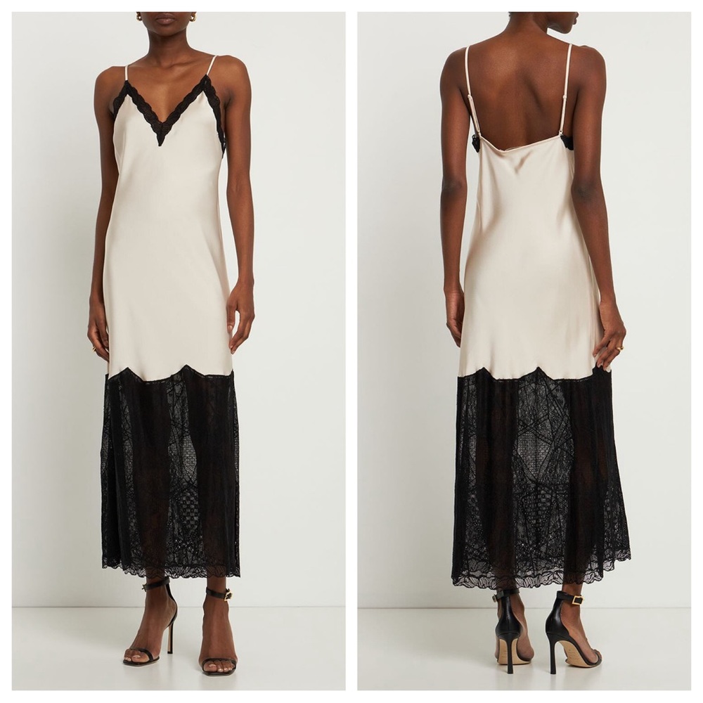 NWT Jonathan Simkhai Trish Patchwork Lace Midi Slip Dress - Picture 7 of 8